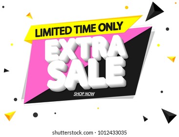 Extra Sale, banner design template, app icon, discount tag, vector illustration 