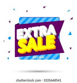 Extra Sale, banner design template, app icon, discount tag, vector illustration 