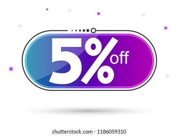 Extra Sale, banner design template, discount tag, 5% off, app icon, vector illustration