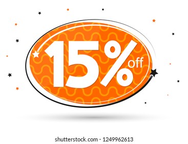 Extra Sale, banner design template, discount tag, 15% off, offer app icon, vector illustration