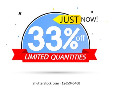 Extra Sale, banner design template, discount tag, 33% off, just now, app icon, vector illustration