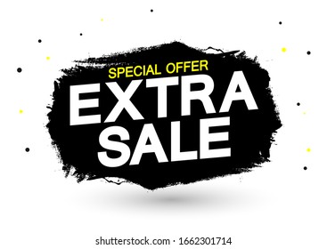 Venta adicional, plantilla de diseño de banner, etiqueta de descuento, cepillo grueso, oferta especial, ilustración vectorial