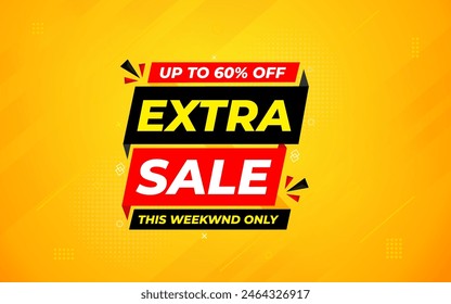 Extra Sale banner for web or social media. sale banner promotion template with discount tag. limited time offer, Get extra discount. Commercial poster, sale background vector illustration