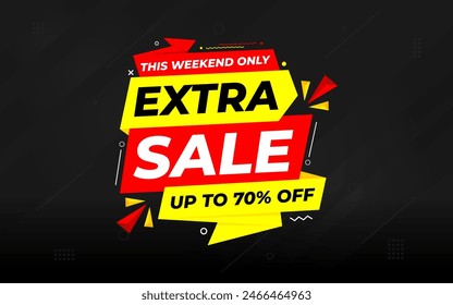 Extra Sale banner for web or social media. sale banner promotion template with discount tag. limited time offer, Get extra discount. Commercial poster, sale background vector illustration