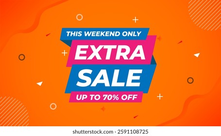 Extra Sale banner for web or social media. sale banner promotion template with discount tag. limited time offer, Get extra discount. Commercial poster, sale background vector illustration