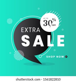 Extra Sale label. Trendy flat vector bubble. Social media web banner for shopping, sale, product promotion. Vector backgrounds.  