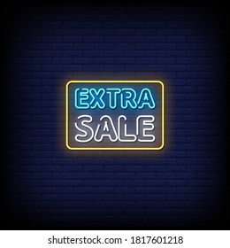 Extra Sale Neon Signs Style Text Vector