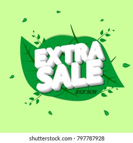 Extra Sale, Spring discount tag, banner design template, app icon, vector illustration 