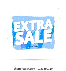 Extra Sale, Winter discount tag, banner design template, app icon, vector illustration