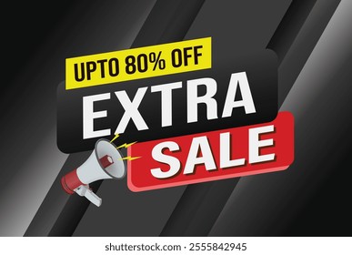 extra sale word mega phone concept vector illustration and 3d style, landing page, template, ui, web, mobile app, poster, banner, flyer, background, gift card, coupon, label, wallpaper

