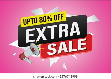 extra sale word mega phone concept vector illustration and 3d style, landing page, template, ui, web, mobile app, poster, banner, flyer, background, gift card, coupon, label, wallpaper

