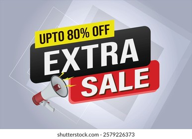 extra sale word mega phone concept vector illustration and 3d style, landing page, template, ui, web, mobile app, poster, banner, flyer, background, gift card, coupon, label, wallpaper

