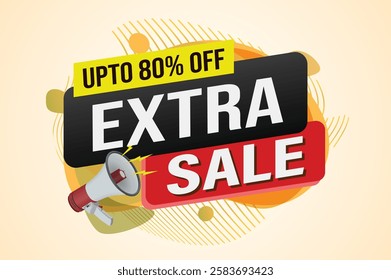 extra sale word mega phone concept vector illustration and 3d style, landing page, template, ui, web, mobile app, poster, banner, flyer, background, gift card, coupon, label, wallpaper

