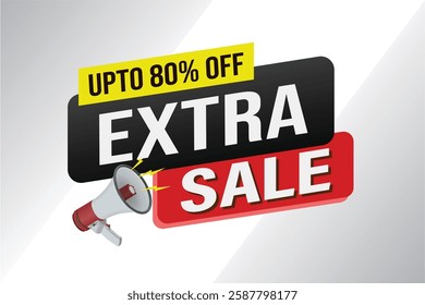 extra sale word mega phone concept vector illustration and 3d style, landing page, template, ui, web, mobile app, poster, banner, flyer, background, gift card, coupon, label, wallpaper

