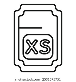 Extra small size clothing tag icon represents the smallest size available for clothing, typically for infants or very petite individuals