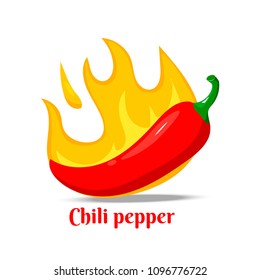 Extra spicy pepper. Icons with pepper on fire. Vector illustration isolated on white background.