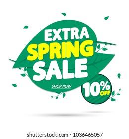 Extra Spring Sale, discount 10% off, banner design template, vector illustration
