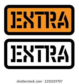 extra stamp on white background. Sign, label, sticker.