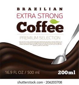 Extra strong coffee white background with wave