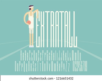 Extra Tall Font. Vector Illustration.