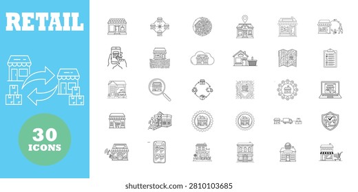 Extra Thin Line Art Retail Store And Ecommerce Shopping Icon Set