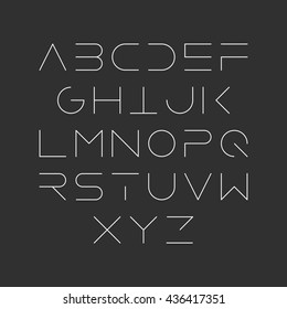 Extra thin line style, linear uppercase modern font, typeface, minimalist style. Latin alphabet letters. Vector design element.