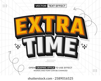 extra time 3d text effect, font effect, 3d font for title