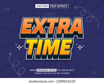 extra time 3d text effect, font effect, 3d font for title