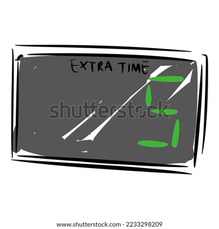 extra time board icon. sport concept, football, soccer, referee, equipment, etc. hand drawn vector illustration.