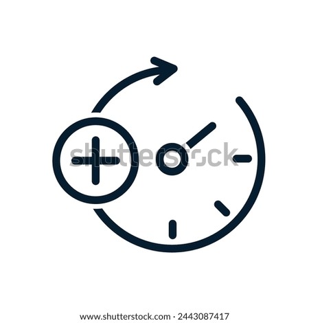 Extra time concept. Vector linear icon isolated on white background.