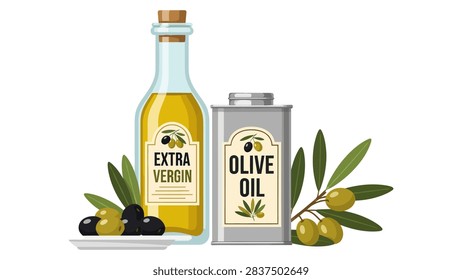Extra Virgin Olive Oil in Bottle and Tin