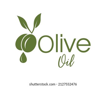 aceite de oliva virgen extra, icono del aceite de oliva, ilustración del logotipo vectorial