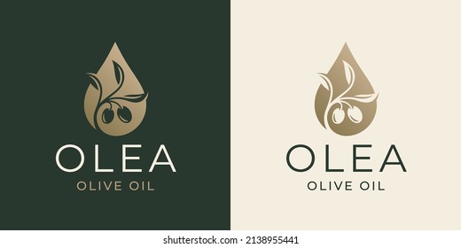 Extra virgin olive oil logo icon. Olive oil drop with olives and leaf symbol. Vector illustration.