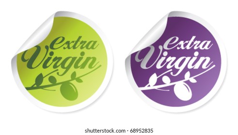 Extra virgin olive oil stickers set