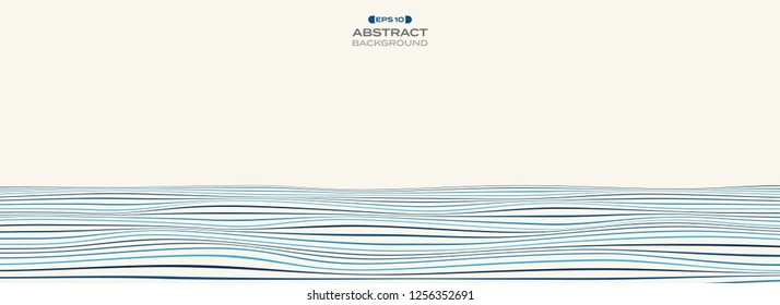 Extra wide of color level of blue stripe line wavy pattern background, illustration vector eps10