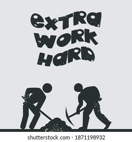 extra work day, people working hard vector illustration, work background