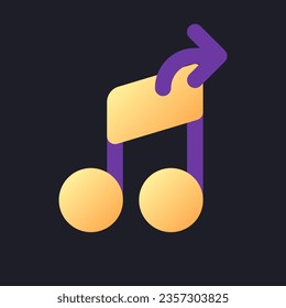 Extract audio flat gradient fill ui icon for dark theme. Editing software tool. Isolating sound. Pixel perfect color pictogram. GUI, UX design on black space. Vector isolated RGB illustration