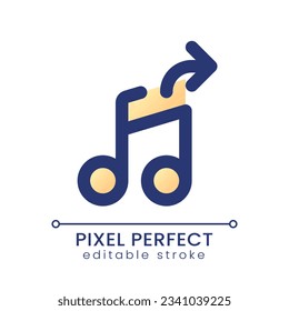 Extract audio pixel perfect gradient fill ui icon. Editing software tool. Remove music from video. Modern colorful line symbol. GUI, UX design for app, web. Vector isolated editable RGB element
