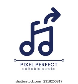 Extract audio pixel perfect linear ui icon. Editing software tool. Isolating sound. Remove music from video. GUI, UX design. Outline isolated user interface element for app and web. Editable stroke