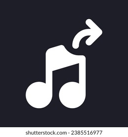 Extract audio white pixel perfect solid ui icon. Editing software tool. Isolating sound. Silhouette symbol for dark mode. Glyph pictogram on black space for web, mobile. Vector isolated image