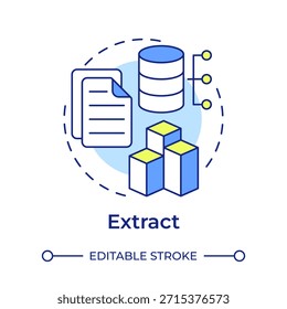Extract multi color concept icon. Data management, database processing. Technical documentation. Round shape line illustration. Abstract idea. Graphic design. Easy to use in infographic, presentation