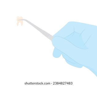 extracted tooth with roots- vector illustration