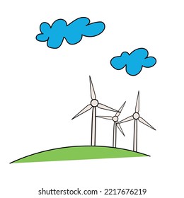 extracting electricity with help of wind turbines