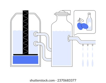 Extracting oil abstract concept vector illustration. Process of extracting olive oil, food processing industry, fruits and vegetables, automation pressing, kneading pulp abstract metaphor.