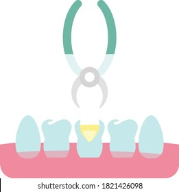 Extracting a tooth using Plier on White Background, Teeth Removing Concept, Dental Surgery Clinic Colorful Vector, Oral Hygiene Symbol on White background