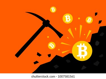 Extraction of bitcoins online. vector illustration isolated. the concept of modern earnings and business.