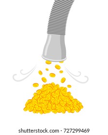Extraction of bitcoins. tap is pouring Mining profit. Vector illustration