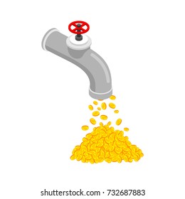 Extraction of bitcoins. tap is pouring Mining profit. Vector illustration

