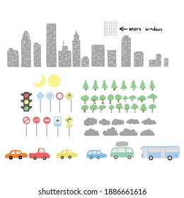 extraction of cityscape hand drawn flat design illustration vector. Editable artwork.