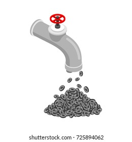 Extraction of etherium. tap is pouring Mining profit. Vector illustration

